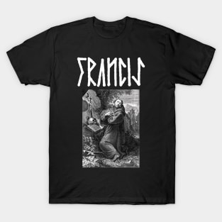 Saint Francis of Assisi Gothic Runes Hardcore Punk T-Shirt